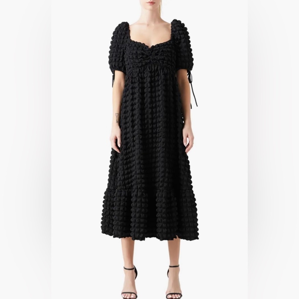 Endless Rose Texture Puff Sleeve Maxi Dress S